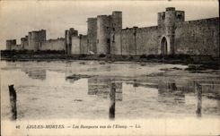 CPA Aigues Mortes Les Remparts vus de L Etang