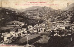 CPA Les Pyrenees Ax Les Thermes Vue generale prise au dessus d En Castel
