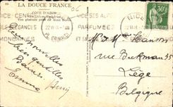 Niza azul Francia de las dimensiones suaves de CPA la opinion de las montanas tomada del montaje del boro