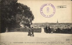 CPA Saint Cloud the Terrace of Lauterne de Diogene Panoramic View towards Paris Plane Airplane Eiffel Tower