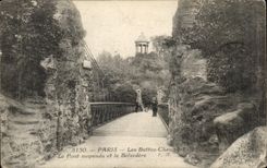 CPA Paris the Chaumont Hillocks the Suspended bridge and the View-point