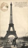 CPA Paris the Eiffel Tower Taken of the Gardens of Trocadero Rhinoceros