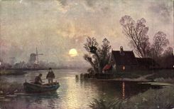 CPA Au bord de l eau Winmill Moulin 