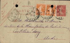 Carte 13 septembre 1922 Puechmayade par Rodez Aveyron Castelnaudary