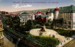 CPA Elberfeld Braufenwerth put Stadttheater und Kaiferhof Train subway