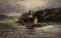 CPA Die Pfalz mitten im Rhein bel Kanb