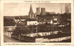 CPA Cinq Mars la Pile Clocher et tours du chateau