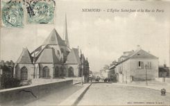 CPA Nemours Church Saint Jean and the Street of Paris