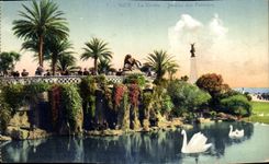 CPA Nice La Grotte Jardins des Palmiers Cygne Swan