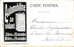 CPA Paris Le Monument de victor Hugo Publicite au dos Automobiline Desmarais Freres