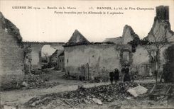 CPA War Of Battle of the Champagne Marne Fere Hampers Farm set fire to by German