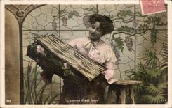 CPA Fantaisie femme Comme il est lourd