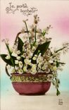 CPA Fantaisie Fleurs Je Porte Bonheur Muguet 