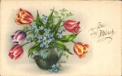CPA Fantaisie Fleurs Fete des Meres