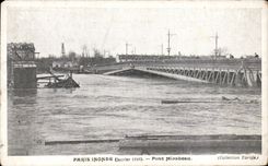 CPA Paris Floods Bridge Mirabeau Inondations January 1910