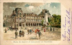 CPA Paris the Louvre and Monument of Gambetta