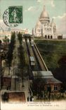 CPA Paris the funicular and the Basilica of the Sacring Heart of Montmartre