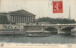 CPA Paris Bridge of the Harmony and House of Commons Barge Eiffel Tower