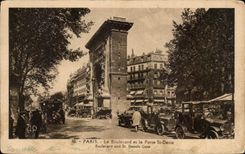 CPA Paris the boulevard and the Gate St Denis Boulevard and St Refusals Spoils