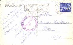 CPA Menton the Free Italian Border and the Grimaldi castle