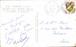 CPA Tregastel the rock of the witch Beach of Coz Ports Beach of white Strike and castle of Costaeres