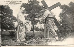CPA Calvaire de Pontchateau 6 Station Une femme pieuse essuie la fece de Jesus