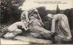 CPA Calvaire of Pontchateau 13 Jesue Station is demounting of the Cross and given his/her Mother has