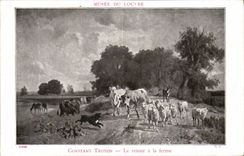 CPA Constant Troyon the return to the Farm Paris Museum of Luxembourg Cows Sheep Dog