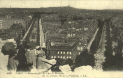 Panorama de REPRO Paris tomado del arco de I de Trimphe en las sacudidas y el Friedland de las avenidas