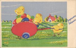 CPA Paques Easter Poussins 