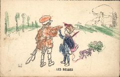 CPA the Belgians Conveys has dogs Dogs Enfants Militaria