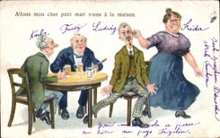 CPA Allons mon cher petit mari viens a la maison Humour 