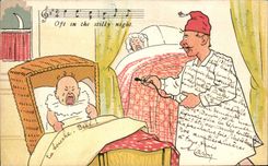 CPA Oft in stilly night Man and child Humor