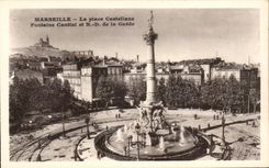 CPA Marseille La place Castellane Fontaine Cantinl et N D de la Garde