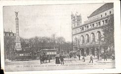CPA Paris Statue Of the Victoire And Theater Sarah Bernbardt Places Of Chatelet