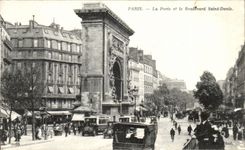 CPA Paris La Porte et le Boulevard Saint Denis