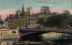 CPA Paris Town hall and the Bridge Arcote The Town and Arcole Bridge