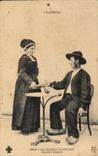CPA L Auvergne Un Heureux Auvergnat Double Tentation Foklore Costume