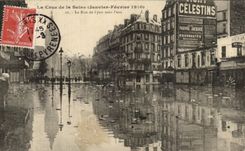 CPA La Crue de la Seine La Rue de Lyon sous I eau Inondations Celestins 
