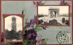 CPA Paris L Arc de Triomphe Tour Saint Jacques 