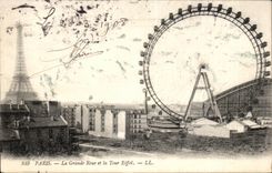 CPA Paris La Grande Roue et la Tour Eiffel