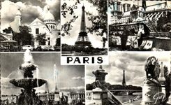 CPA Paris L eglise Saint Pierre Tour Eiffel Notre Dame Lion Concorde Sacre Coeur montmartre 