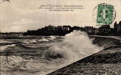 CPA Cote d Emeraude Emerald Coast Parme La Digue un jour de tempete The Dike on a Stormy day