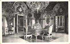 CPA Schloss Herrenchiemsee Schlafzimmer mit Tischleindeckdich Dining room