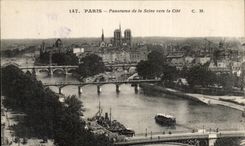 CPA Paris Panorama of the Seine towards the ISCENotre Dame