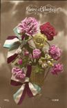 CPA Fantaisie Fleurs Gloire Bonheur