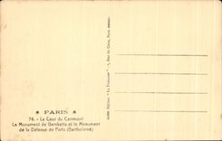CPA Paris Court of the Carousel the Monument of Gambetta and the Monument of Detense of Paris (Bartolome) Louvre