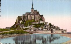 CPSM Mont St Michel Cote Sud Vue prise a l Est de la Digue