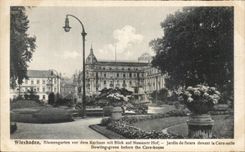 CPA Wiesbaden Blumengarten VOR dem Kur haus put Blick auf Nas