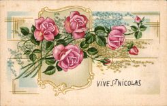 CPA Fantaisie Fleurs Vive st nicolas